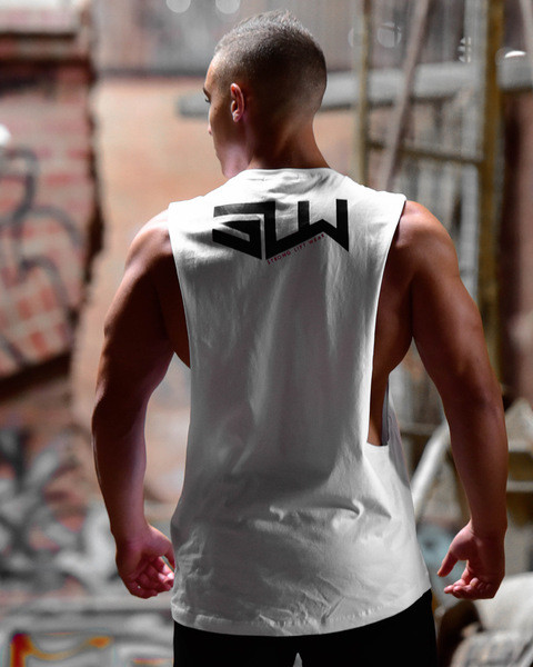 Μοντέρνο ανδρικό αθλητικό αμάνικο μπλοζάκι  δύο χρωμάτων με επιγραφή