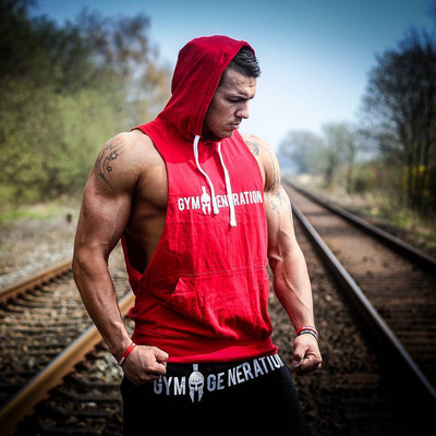 Ανδρικό αμάνικο μπλουζάκι με κουκούλα σε τρία χρώματα