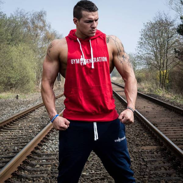 Ανδρικό αμάνικο μπλουζάκι με κουκούλα σε τρία χρώματα