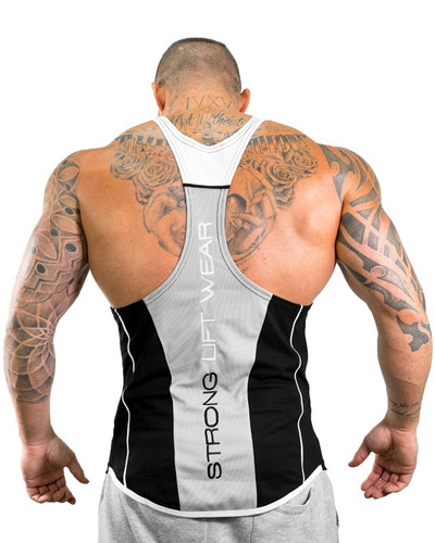 Ανδρικό αθλητικό αμάνικο μπλουζάκι με επιγραφές σε διαφορετικά χρώματα