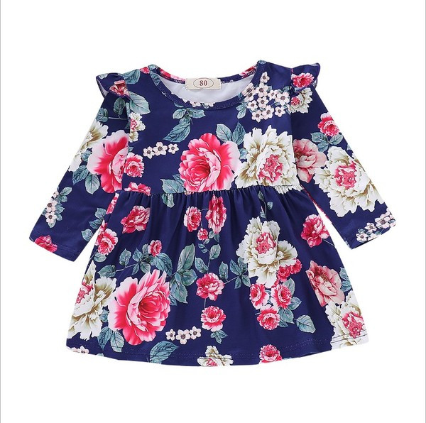 Babaruha hosszú ujjal és virágmotívumokkal, két színben