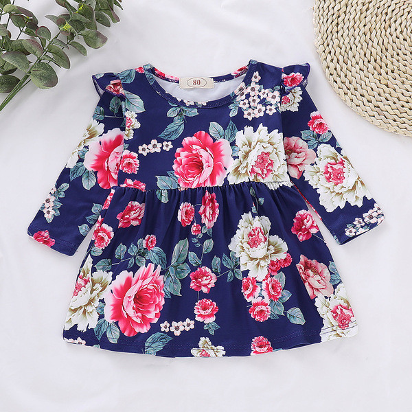 Babaruha hosszú ujjal és virágmotívumokkal, két színben