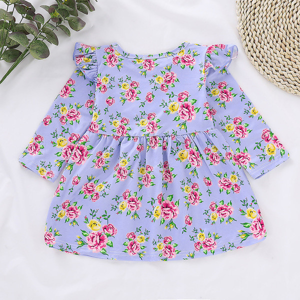 Babaruha hosszú ujjal és virágmotívumokkal, két színben