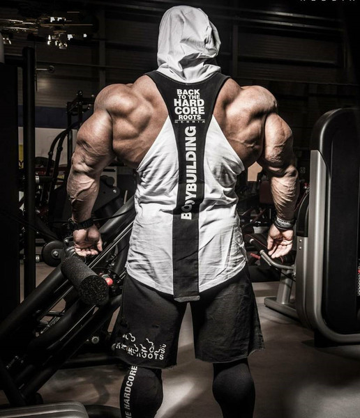 Αθλητικό αμάνικο μπλουζάκι  με κουκούλα και επιγραφές