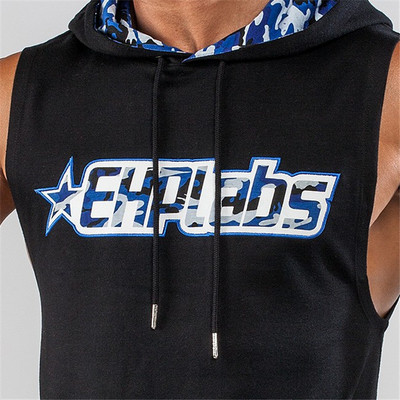 Casual αντρικό αμάνικο μπλουζάκι με κουκούλα και πλαϊνά φερμουάρ σε τρία χρώματα