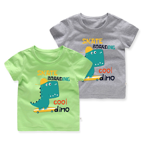 Детска тениска за момчета с надписи и апликация в четири цвята