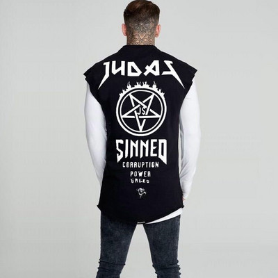 Μοντέρνο ανδρικό μακρύ αμάνικο μπλουζάκι με επιγραφές δύο χρωμάτων