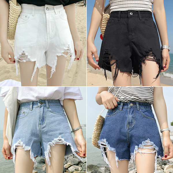 Γυναικεία μοντέρνα σορτς με υψηλή μέση και κομμένα μοτίβα