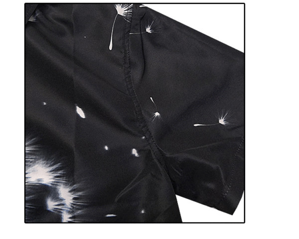 Стилна мъжка риза Slim модел с къс ръкав в черен цвят с десен