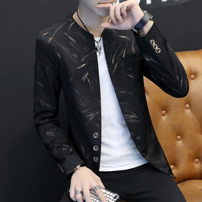 Jachetă modernă pentru bărbați în trei culori cu buzunar decorativ