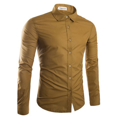 Cămașă clasică pentru bărbați, cu mâneci lungi, în diferite culori
