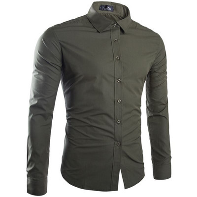 Класическа мъжка риза с дълъг ръкав в различни цветове