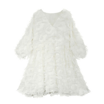 Μοντέρνο φόρεμα για έγκυες γυναίκες σε λευκό και μαύρο με ντεκολτέ σε σχήμα V