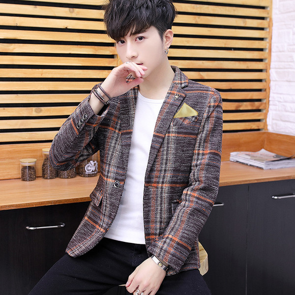 Модерно мъжко карирано сако в два цвята