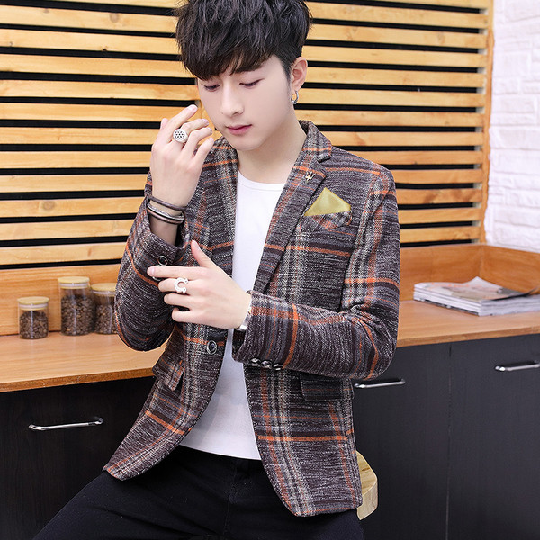 Модерно мъжко карирано сако в два цвята
