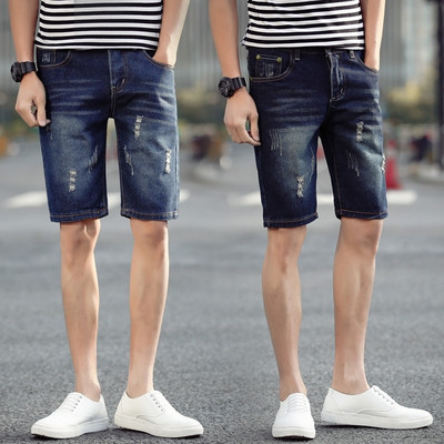 Модерни мъжки къси дънкови панталони в два цвята