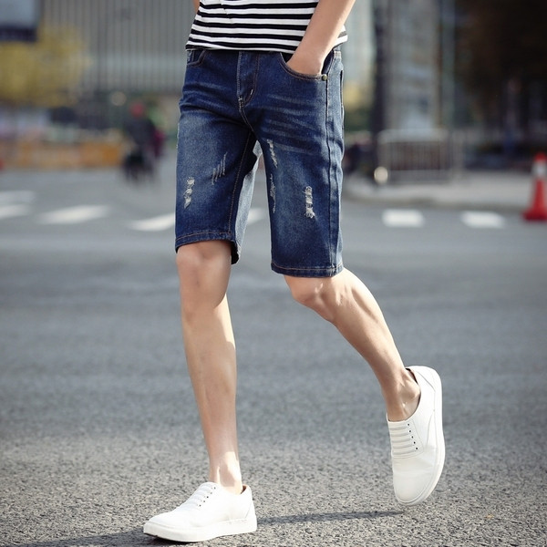 Модерни мъжки къси дънкови панталони в два цвята