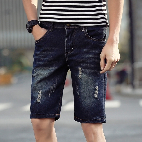 Модерни мъжки къси дънкови панталони в два цвята