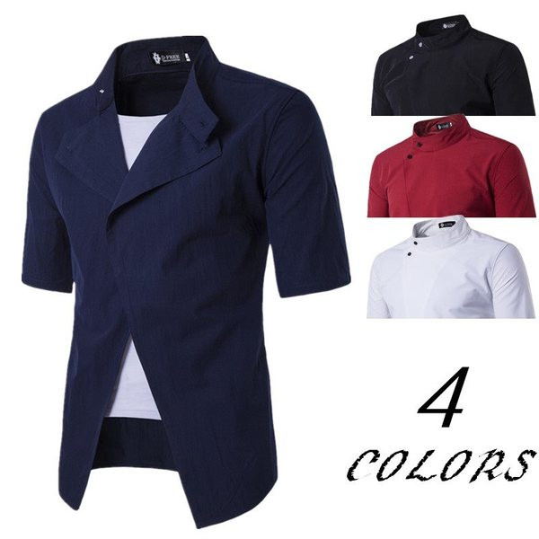 Пролетна мъжка риза с къс ръкав в няколко цвята