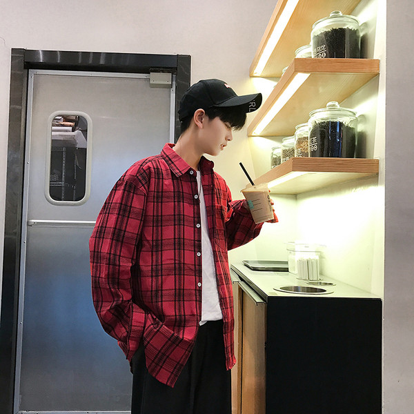 Спортно-елегантна мъжка риза в жълт и червен цвят