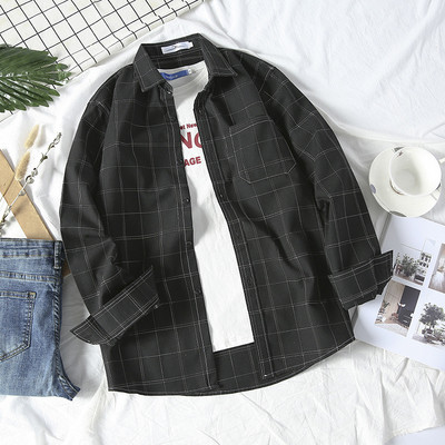 Ежедневна мъжка риза в черен цвят с джоб