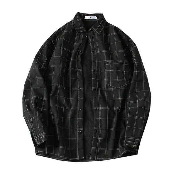 Ежедневна мъжка риза в черен цвят с джоб