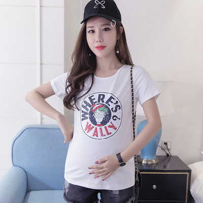 Ежедневна тениска за бременни жени с щампа в два цвята