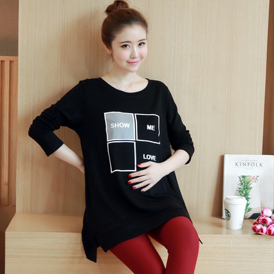 Модерна туника за бременни жени в няколко цвята с надпис и щампа