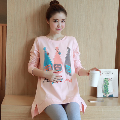 Модерна туника за бременни жени в няколко цвята с надпис и щампа