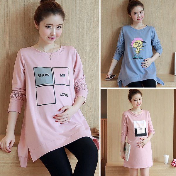 Модерна туника за бременни жени в няколко цвята с надпис и щампа