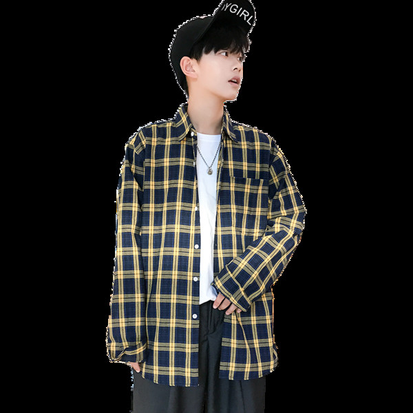 Нов модел мъжка карирана риза с джоб в два цвята