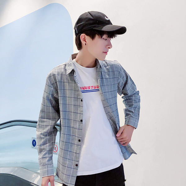 Ежедневна мъжка карирана риза в сив цвят