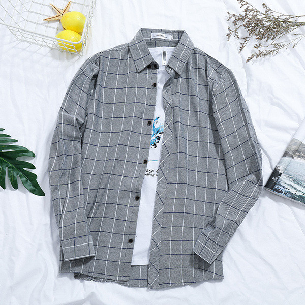 Ежедневна мъжка карирана риза в сив цвят