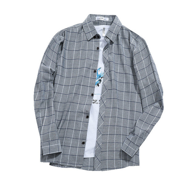 Ежедневна мъжка карирана риза в сив цвят