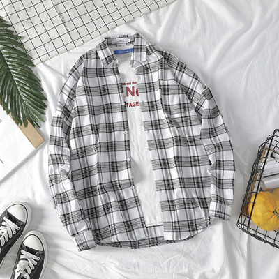 Спортно-елегантна мъжка карирана риза с джоб в три цвята