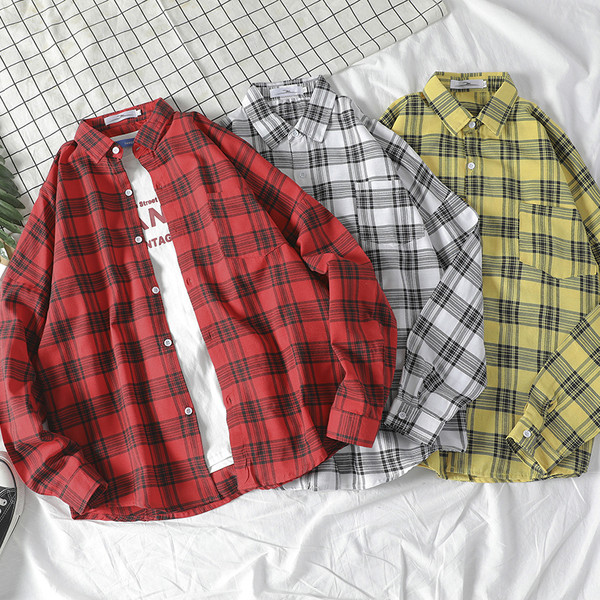 Спортно-елегантна мъжка карирана риза с джоб в три цвята