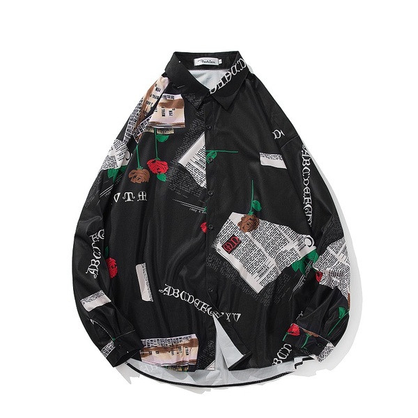 Modern férfi ing fekete-fehér színes mintával