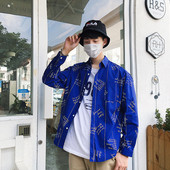 Férfi ing kék-fehér felirattal