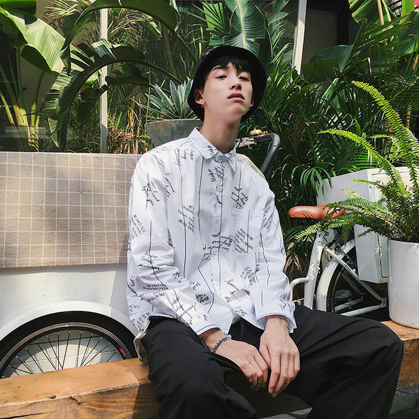 Férfi ing kék-fehér felirattal