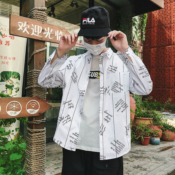 Férfi ing kék-fehér felirattal