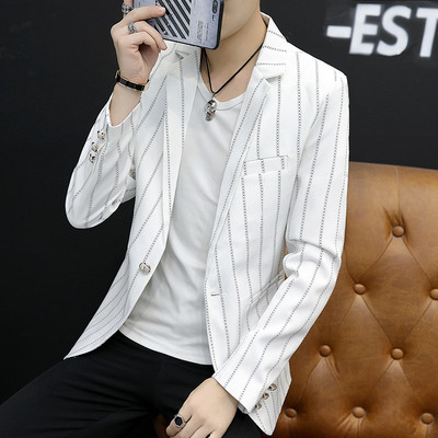 Modern férfi csíkos kabát négy színben