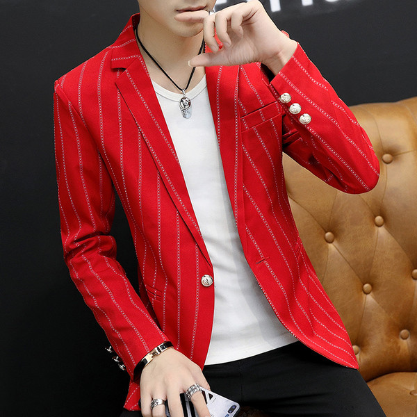 Modern férfi csíkos kabát négy színben