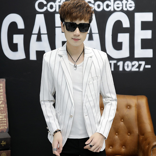 Modern férfi csíkos kabát négy színben