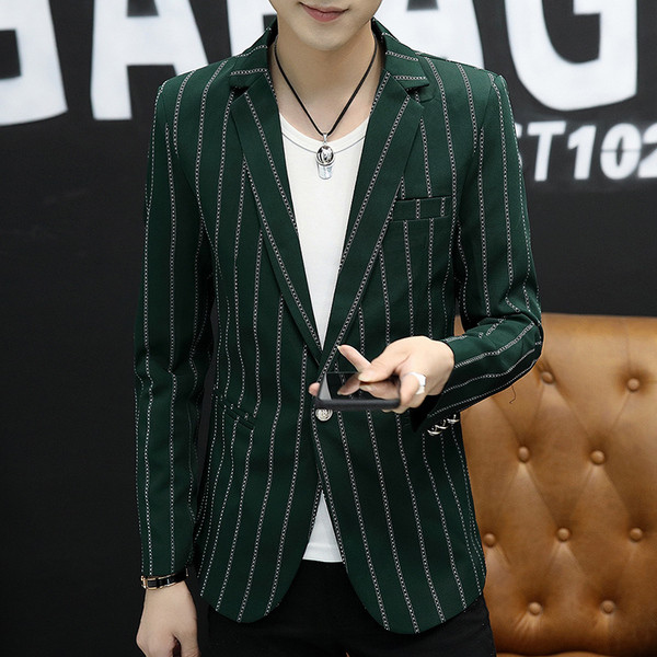 Modern férfi csíkos kabát négy színben