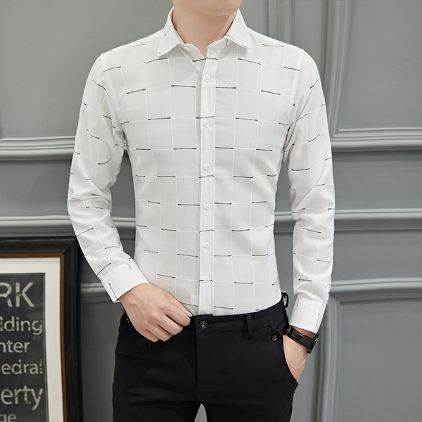 Стилна мъжка риза Slim модел с дълъг ръкав в няколко цвята