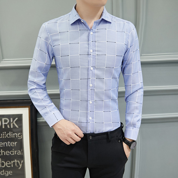 Стилна мъжка риза Slim модел с дълъг ръкав в няколко цвята