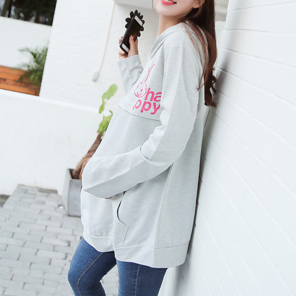 Еженевна блуза с качулка за бременни жени в два цвята с апликация