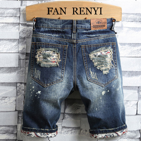 Модерни мъжки къси дънки  в два цвята