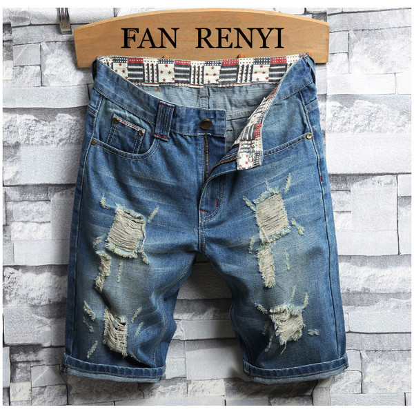 Модерни мъжки къси дънки  в два цвята