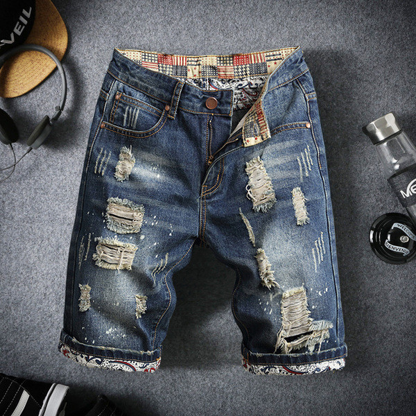 Модерни мъжки къси дънки  в два цвята